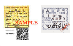 Examples of the Temporary Visitor entry status stamp